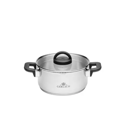 GERLACH AMBIENTE PLUS Komplet Garnki z pokrywkami 10 el + Patelnie Initial 20, 24, 28 cm + Patelnia naleśnikowa 26 cm / stal nierdzewna / indukcja