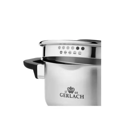 GERLACH AMBIENTE PLUS Komplet Garnki z pokrywkami 10 el + Patelnie Initial 20, 24, 28 cm + Patelnia naleśnikowa 26 cm / stal nierdzewna / indukcja