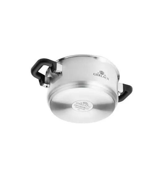 GERLACH AMBIENTE PLUS Komplet Garnki z pokrywkami 10 el + Patelnie Initial 20, 24, 28 cm + Patelnia naleśnikowa 26 cm / stal nierdzewna / indukcja