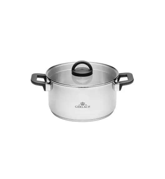 GERLACH AMBIENTE PLUS Komplet Garnki z pokrywkami 10 el + Patelnie Initial 20, 24, 28 cm + Patelnia naleśnikowa 26 cm / stal nierdzewna / indukcja
