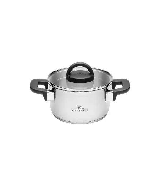 GERLACH AMBIENTE PLUS Komplet Garnki z pokrywkami 10 el + Patelnie Initial 20, 24, 28 cm + Patelnia naleśnikowa 26 cm / stal nierdzewna / indukcja