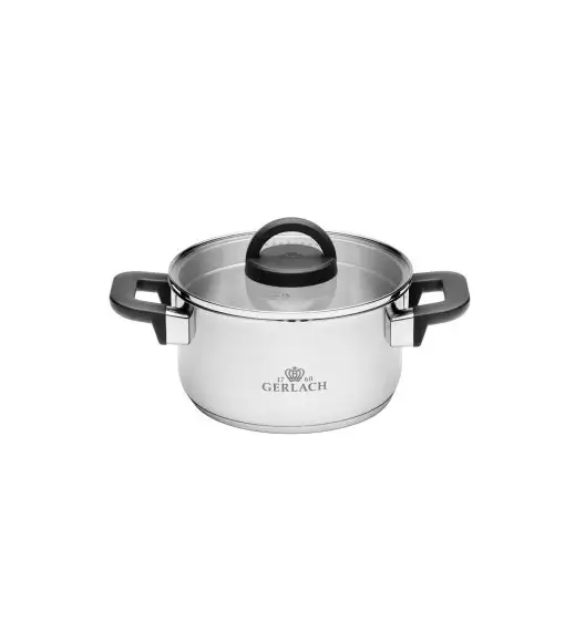 GERLACH AMBIENTE PLUS Komplet Garnki z pokrywkami 10 el + Patelnie Initial 20, 24, 28 cm + Patelnia naleśnikowa 26 cm + Brytfanna Granitex / stal nierdzewna / indukcja