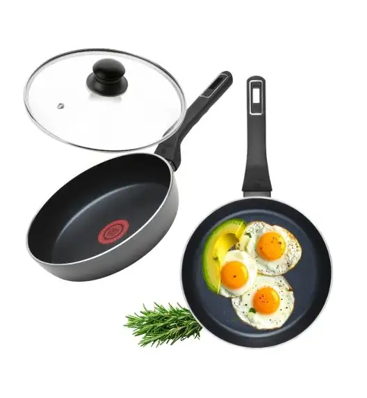 GERLACH AMBIENTE PLUS Komplet Garnki z pokrywkami 10 el - stal nierdzewna 18/10 + Patelnia Gerlach Ambiente ThermoCoat 20, 28 cm + pokrywki szklane 