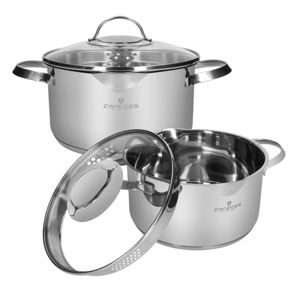 ZWIEGER VERON Komplet garnków z pokrywkami 22, 24 cm + patelnie 20, 24, 28 cm / stal nierdzewna