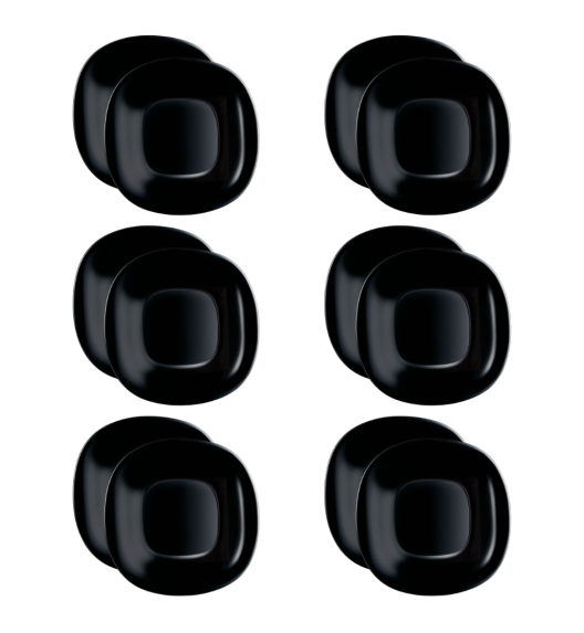 LUMINARC CARINE BLACK 12x Talerz deserowy 19 cm | szkło hartowane