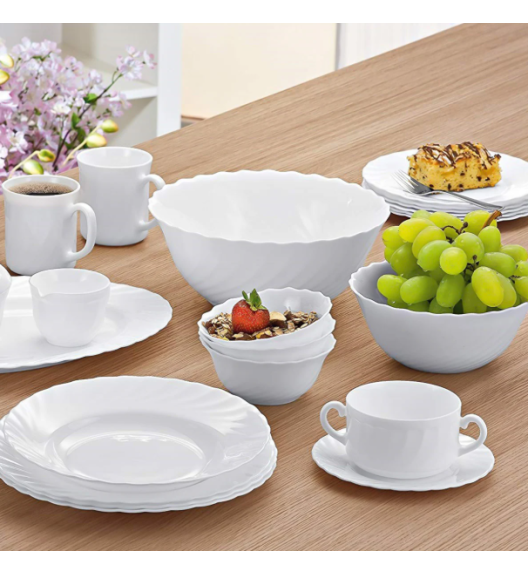 LUMINARC TRIANON Bulionówka 300 ml | 10 cm / biała / szkło hartowane