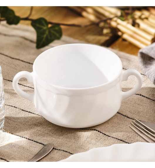 LUMINARC TRIANON Bulionówka 300 ml | 10 cm / biała / szkło hartowane