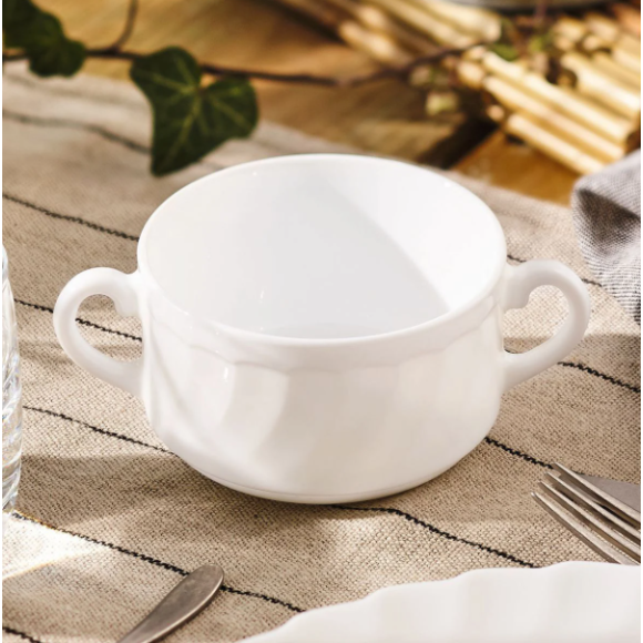 LUMINARC TRIANON Bulionówka 300 ml | 10 cm / biała / szkło hartowane