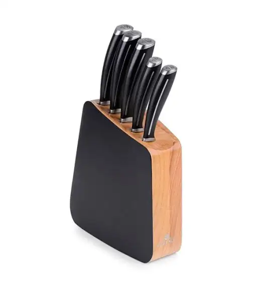 GERLACH LOFT Komplet 5 noży w bloku + ostrzałka 3w1 uni czarna