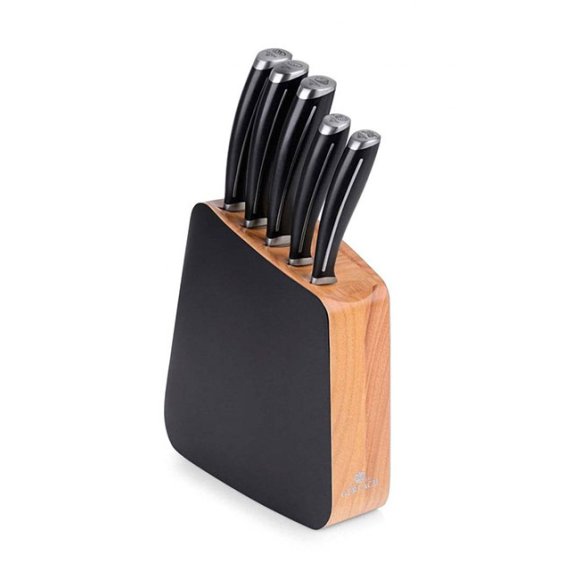 GERLACH LOFT Komplet 5 noży w bloku + ostrzałka 3w1 uni czarna