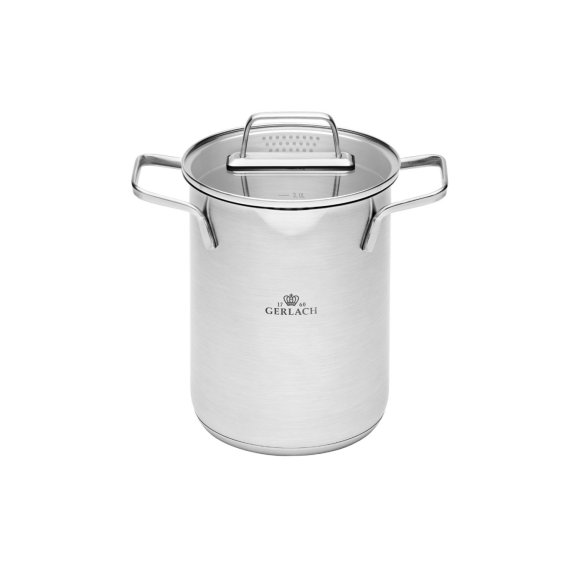GERLACH AMBIENTE Garnek wysoki 4 l z sitkiem i pokrywką 16 cm / stal nierdzewna