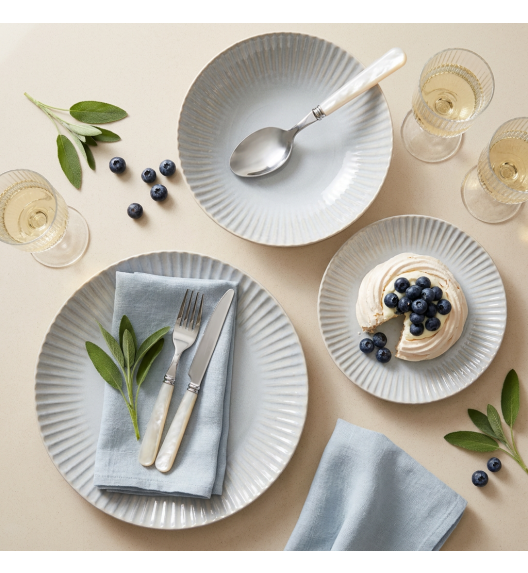 LUBIANA DAISY STONEWARE PERŁOWY | Serwis obiadowy 54 elementów dla 18 osób | kolor błękitny