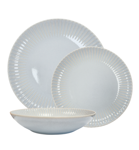 LUBIANA DAISY STONEWARE PERŁOWY | Serwis obiadowy 54 elementów dla 18 osób | kolor błękitny