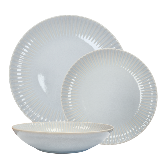 LUBIANA DAISY STONEWARE PERŁOWY | Serwis obiadowy 54 elementów dla 18 osób | kolor błękitny