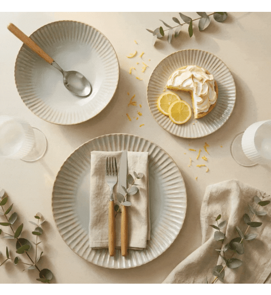 LUBIANA DAISY STONEWARE EUKALIPTUS | Serwis obiadowy 18 elementów dla 6 osób | kolor zielony