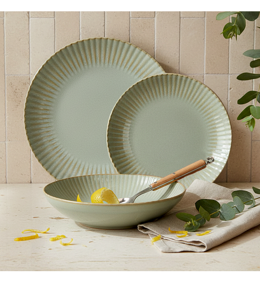 LUBIANA DAISY STONEWARE EUKALIPTUS | Serwis obiadowy 18 elementów dla 6 osób | kolor zielony