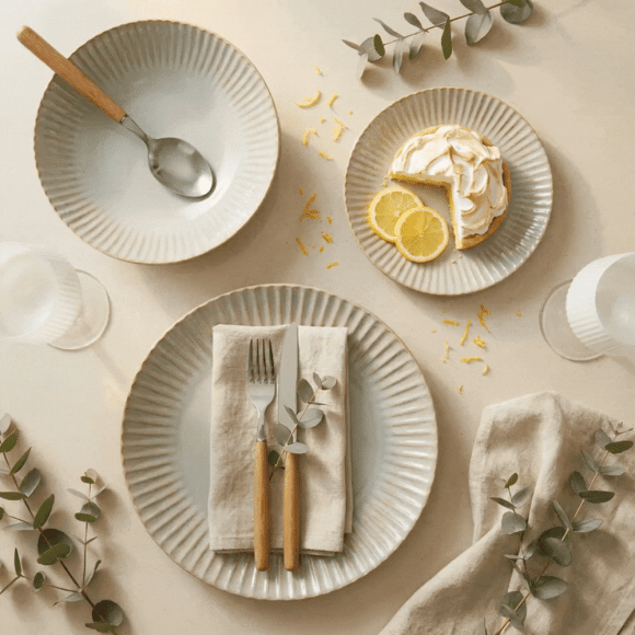 LUBIANA DAISY STONEWARE EUKALIPTUS | Serwis obiadowy 36 elementów dla 12 osób | kolor zielony