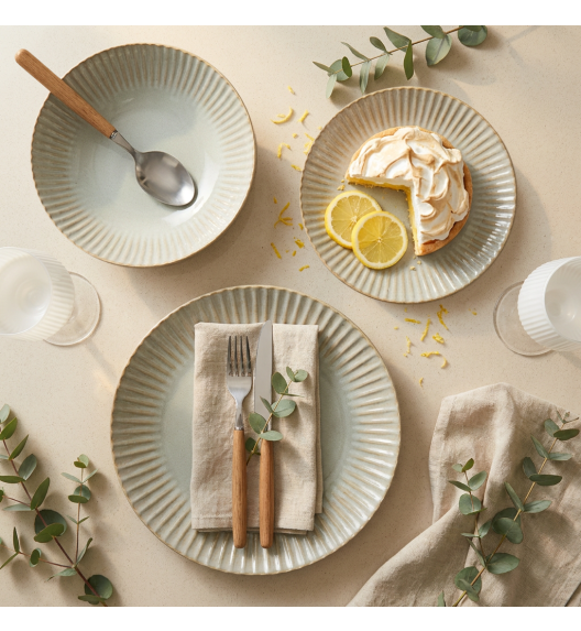 LUBIANA DAISY STONEWARE EUKALIPTUS | Serwis obiadowy 36 elementów dla 12 osób | kolor zielony