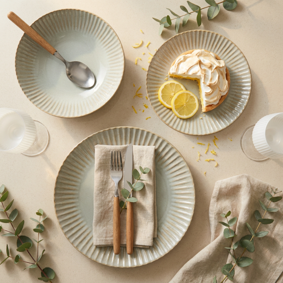 LUBIANA DAISY STONEWARE EUKALIPTUS | Serwis obiadowy 36 elementów dla 12 osób | kolor zielony