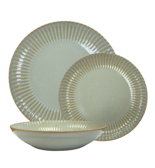 LUBIANA DAISY STONEWARE EUKALIPTUS | Serwis obiadowy 54 elementy dla 18 osób | kolor zielony