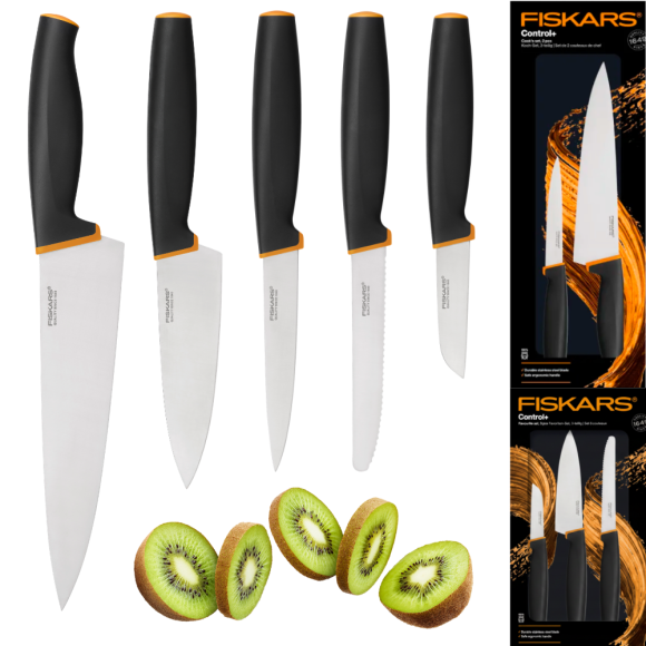 FISKARS CONTROL+ Zestaw 5 noży FAVOURITE + COOK'S SET w pudełku / japońska stal nierdzewna