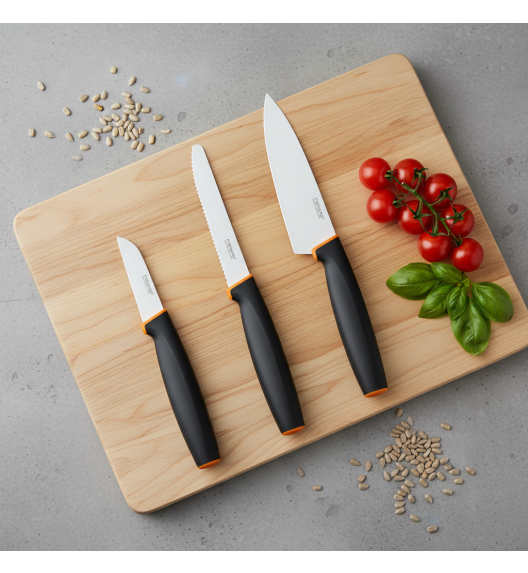 FISKARS CONTROL+ Zestaw 5 noży w pudełku + Ostrzałka ceramiczna Essential Roll-Sharp / japońska stal nierdzewna