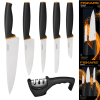 FISKARS CONTROL+ Zestaw 5 noży w pudełku + Ostrzałka 3w1 uniwersalna / japońska stal nierdzewna