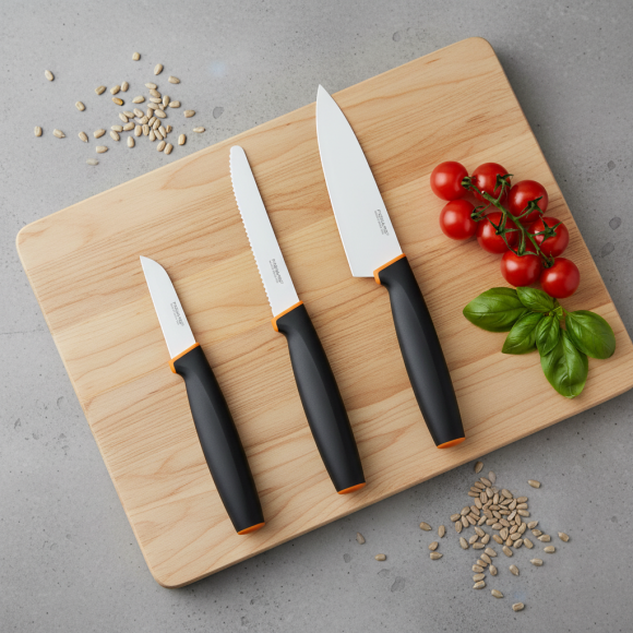 FISKARS CONTROL+ Zestaw 5 noży w pudełku + Ostrzałka Edge / japońska stal nierdzewna