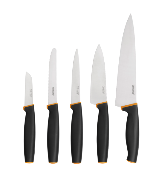 FISKARS CONTROL+ Zestaw 5 noży w pudełku + Ostrzałka Edge / japońska stal nierdzewna