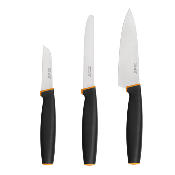 FISKARS CONTROL+ Zestaw 3 noży FAVOURITE SET w pudełku + Ostrzałka Edge / japońska stal nierdzewna