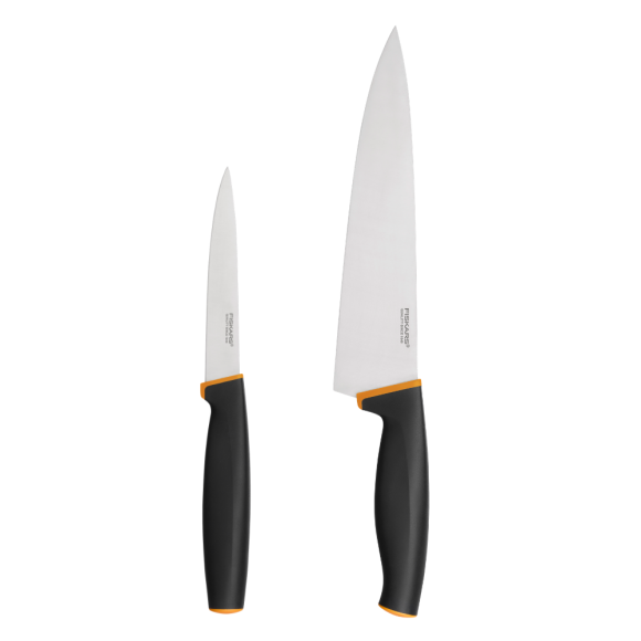 FISKARS CONTROL+ Zestaw 2 noży COOK'S SET w pudełku + Ostrzałka Edge / japońska stal nierdzewna