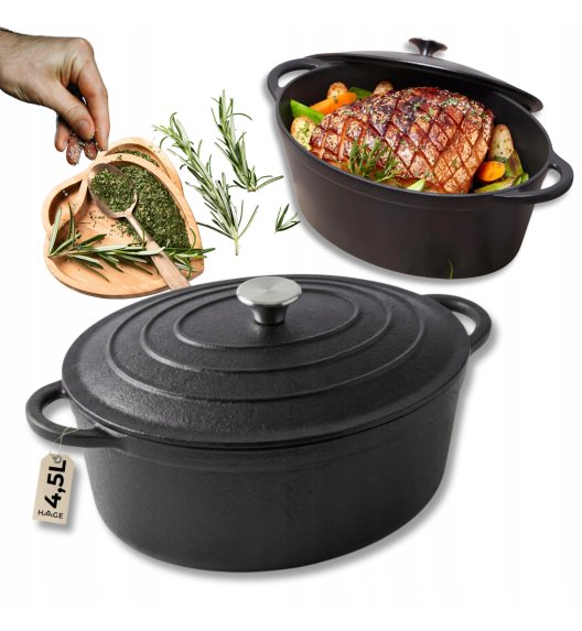 HAGE Brytfanna żeliwna 4,5 l z pokrywką Cast Iron