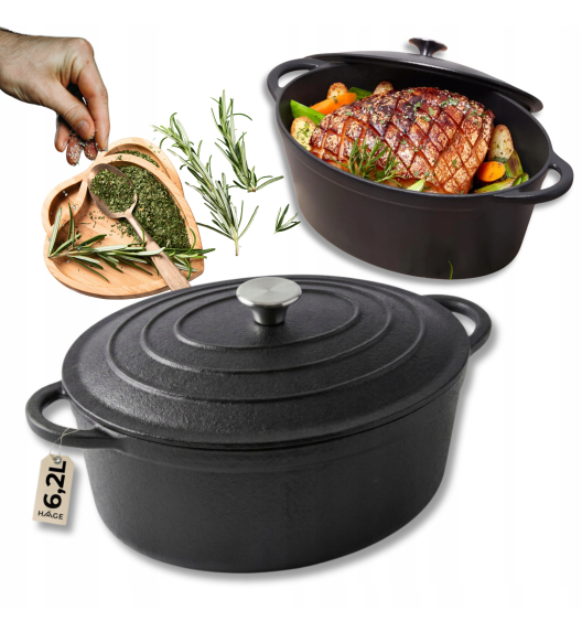HAGE Brytfanna żeliwna 6,2 l z pokrywką Cast Iron