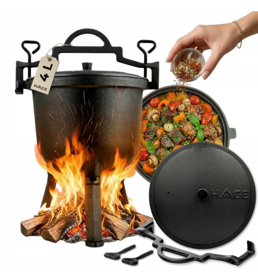 HAGE Kociołek żeliwny 4 l na nóżkach Cast Iron