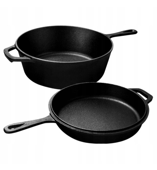HAGE Rondel żeliwny 3w1 patelnia brytfanna 26 cm pokrywka Cast Iron