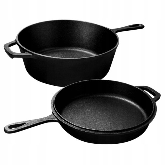 HAGE Rondel żeliwny 3w1 patelnia brytfanna 26 cm pokrywka Cast Iron