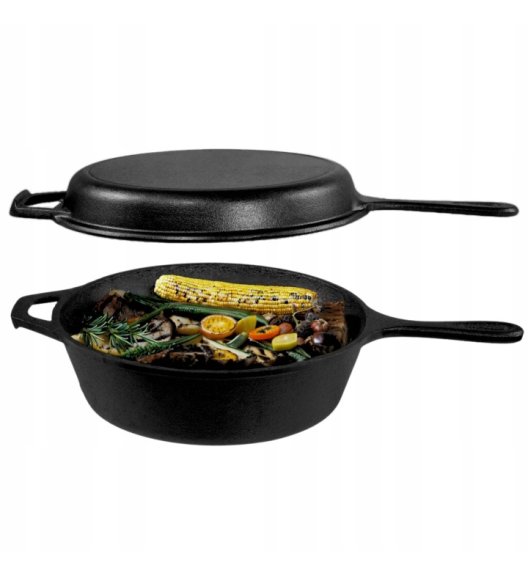 HAGE Rondel żeliwny 3w1 patelnia brytfanna 26 cm pokrywka Cast Iron