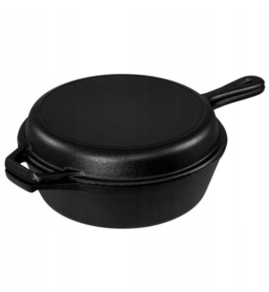 HAGE Rondel żeliwny 3w1 patelnia brytfanna 26 cm pokrywka Cast Iron