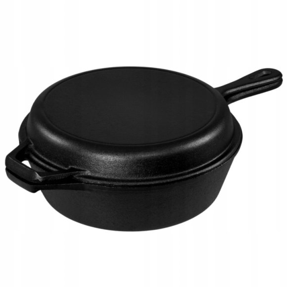 HAGE Rondel żeliwny 3w1 patelnia brytfanna 26 cm pokrywka Cast Iron
