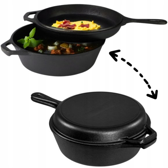 HAGE Rondel żeliwny 3w1 patelnia brytfanna 26 cm pokrywka Cast Iron