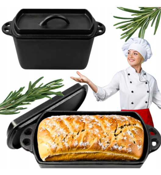 HAGE Forma żeliwna keksówka do ciasta chleba pasztetu 29 cm z pokrywką