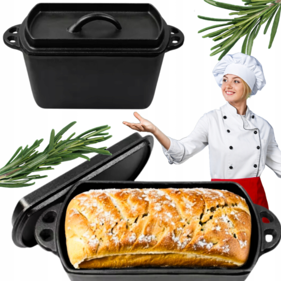 HAGE Forma żeliwna keksówka do ciasta chleba pasztetu 29 cm z pokrywką