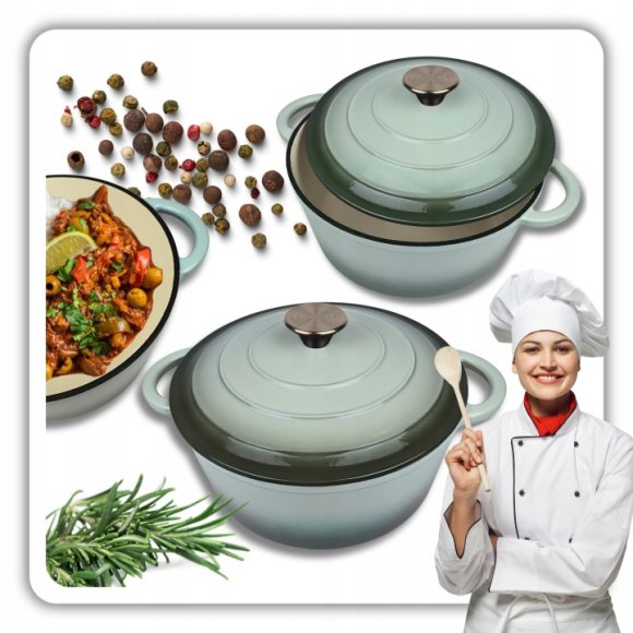 HAGE Garnek żeliwny emaliowany 5 l z pokrywką 26 cm sól morska