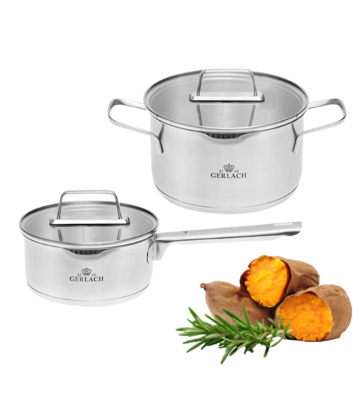 GERLACH AMBIENTE Komplet garnek 2,5 l + rondel 1,5 l z pokrywkami / stal nierdzewna