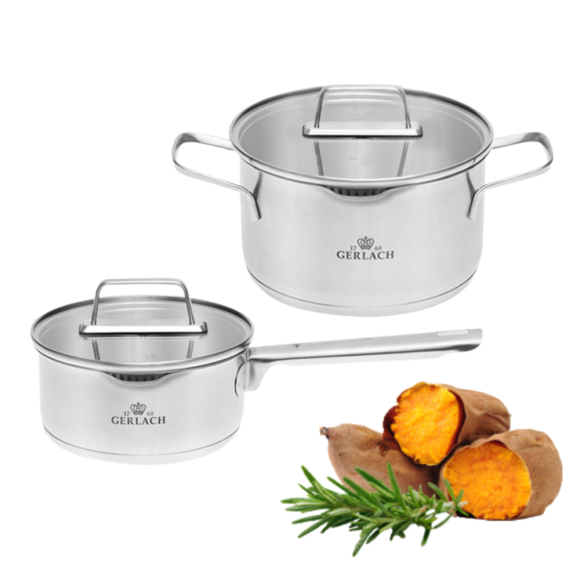 GERLACH AMBIENTE Komplet garnek 2,5 l + rondel 1,5 l z pokrywkami / stal nierdzewna