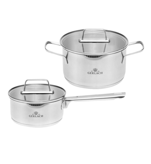 GERLACH AMBIENTE Komplet garnek 2,5 l + rondel 1,5 l z pokrywkami / stal nierdzewna