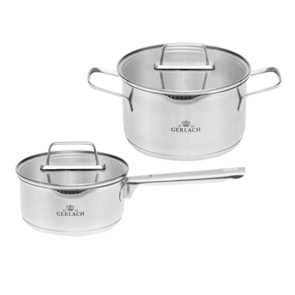 GERLACH AMBIENTE Komplet garnek 2,5 l + rondel 1,5 l z pokrywkami / stal nierdzewna