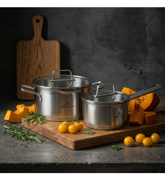 GERLACH AMBIENTE Komplet garnek 2,5 l + rondel 1,5 l z pokrywkami / stal nierdzewna