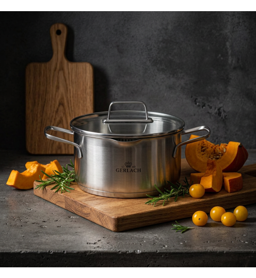GERLACH AMBIENTE Komplet garnek 2,5 l + rondel 1,5 l z pokrywkami / stal nierdzewna