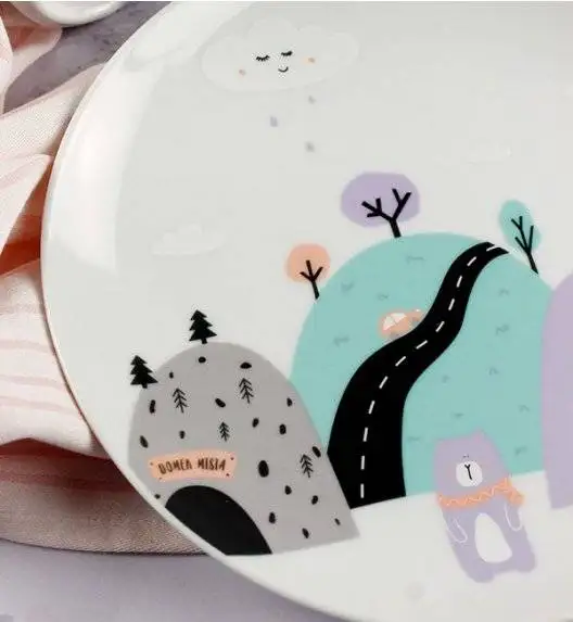 WYPRZEDAŻ! LUBIANA DOMEK MISIA 8621 Talerzyk / fioletowy / porcelana dla dzieci